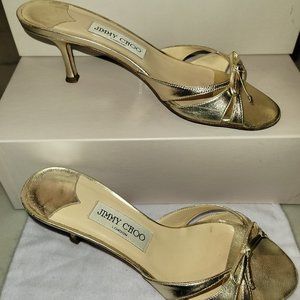 Jimmy Choo 3" Gold Sliders Size 7